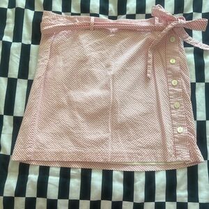 Vineyard Vines Pink Seersucker Skirt with Buttons and Bow